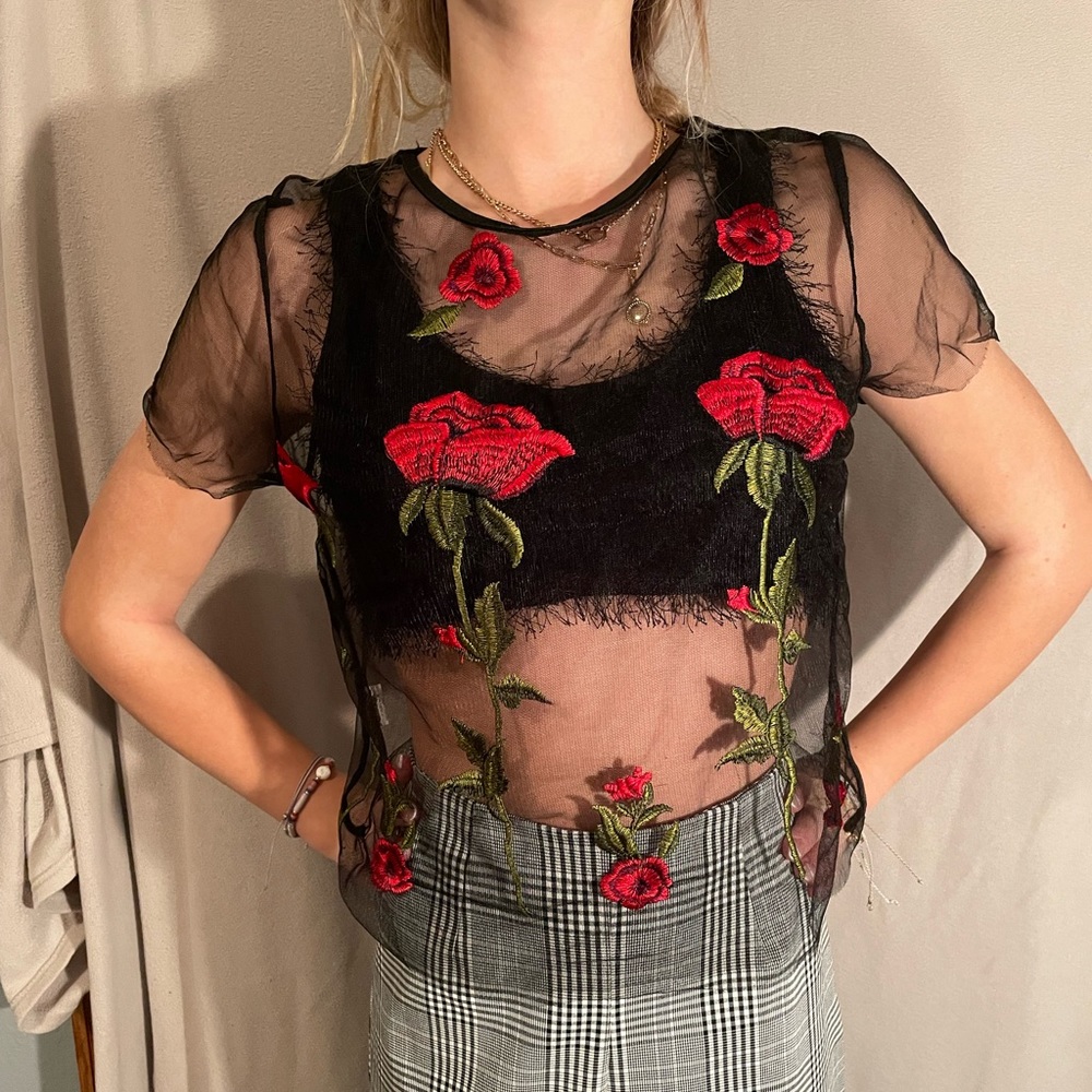 Sheer Rose Crop Top
